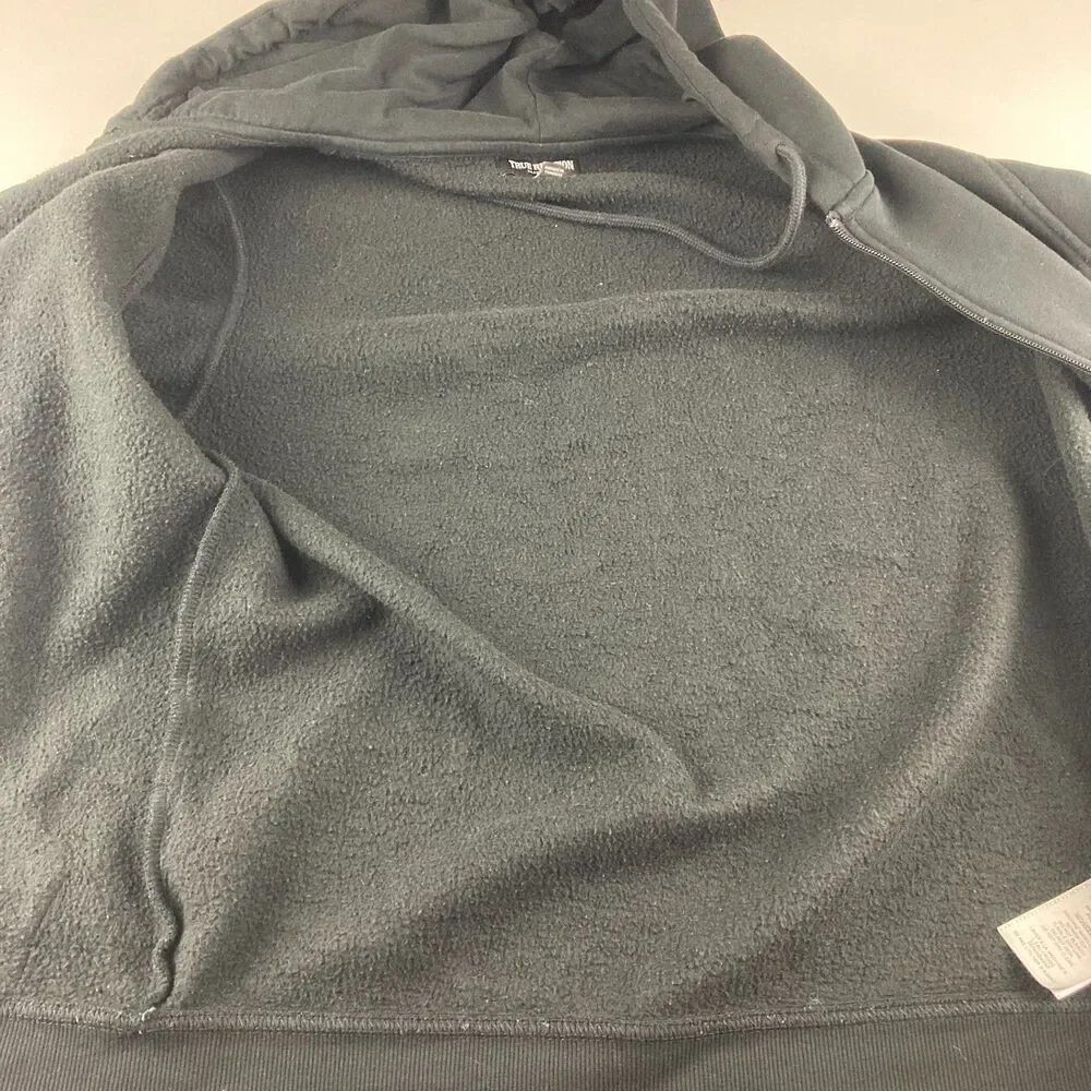 True Religion Mens Medium Black Full Zip Hoodie Buddha Graphic Fleece